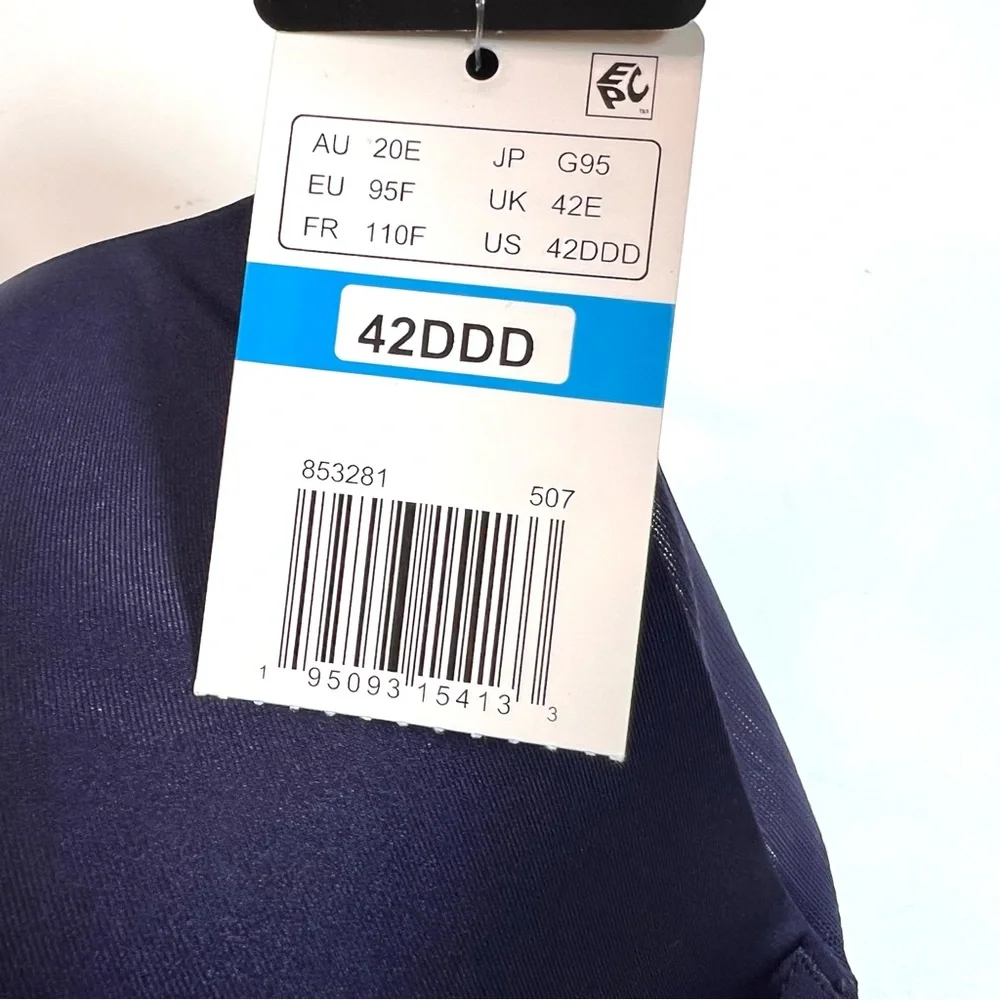 NWT Wacoal Ultimate Side Smoother T-Shirt Bra Navy Blue Size 42DDD